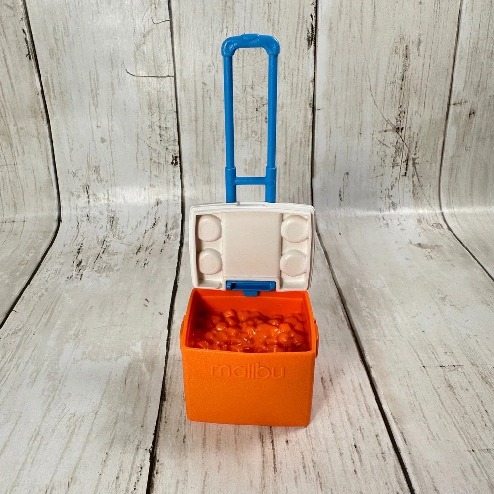 Vintage Malibu Rolling Cooler Mini‎ Novelty Orange Beverage Soda Toy Box